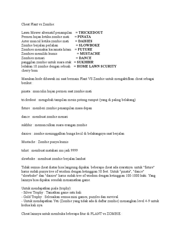 Cheat Plant Vs Zombie | PDF