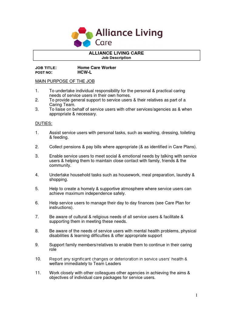 Home Care Worker Job Description New Logo PDF