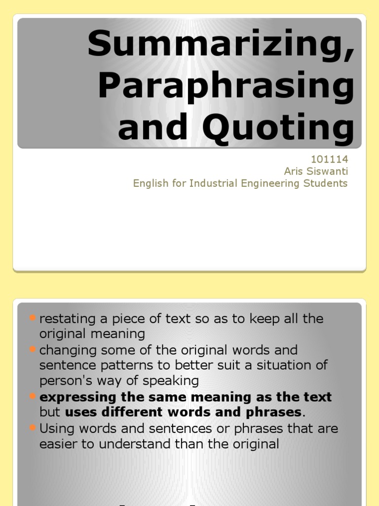 paraphrasing quoting and summarizing pdf