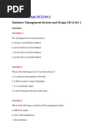 Database Management System and Design MCQ Set 1