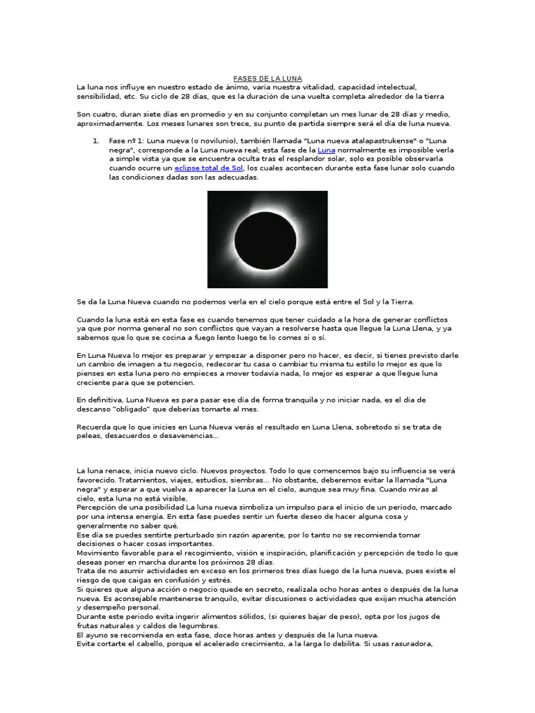Fases de la Luna y su Influencia | PDF | Luna | Ciencia planetaria