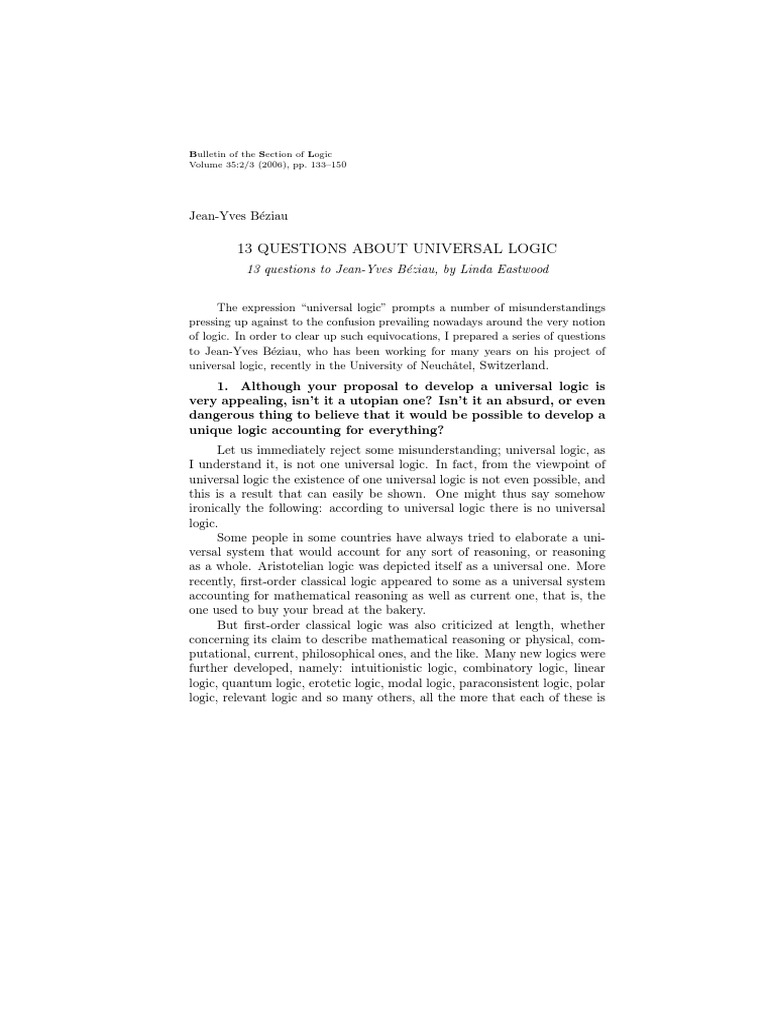 13 question about logic.pdf | Logic | Mathematical Logic