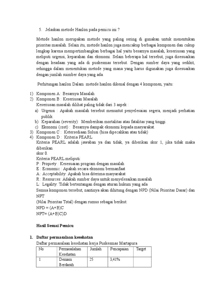 Prioritas Masalah Kesehatan Metode Hanlon | PDF | Pengembangan Diri ...