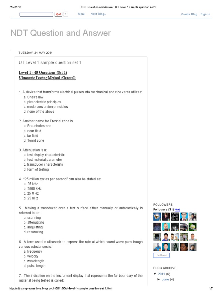 NDT Question and Answer_ UT Level 1 sample question set 1.pdf Waves