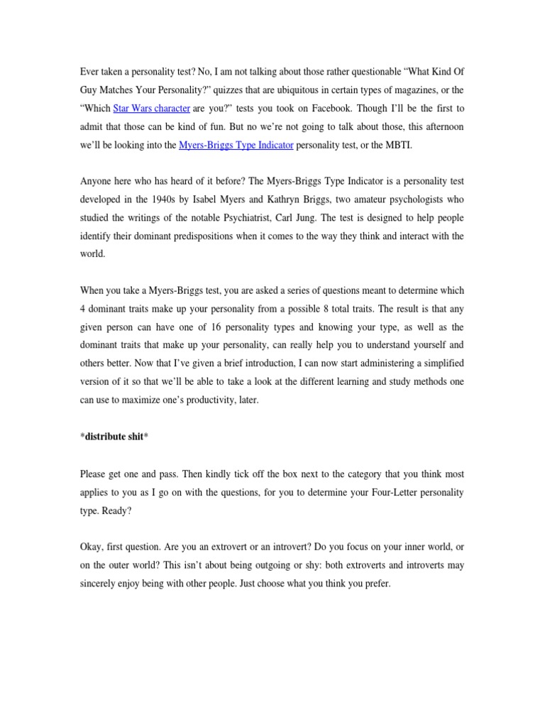 myers briggs type indicator test free download