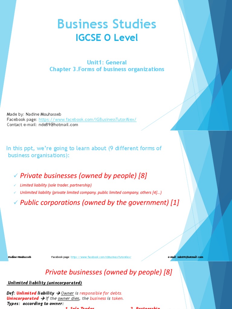 Business Studies IGCSE Unit 1. Chapter 3. Forms of Business Org.pdf