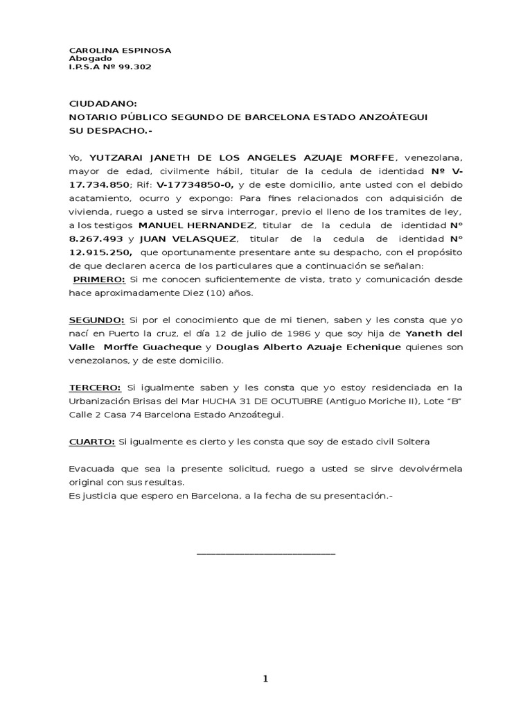 Carta de Solteria | PDF