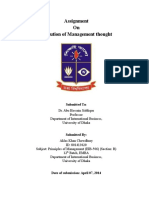 Assignment On Evolution of Management TH