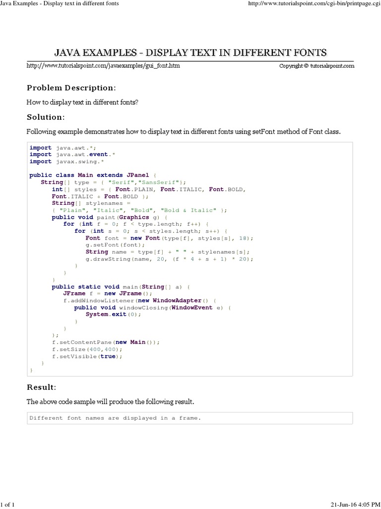 Problem Description:: How To Display Text in Different Fonts? | PDF