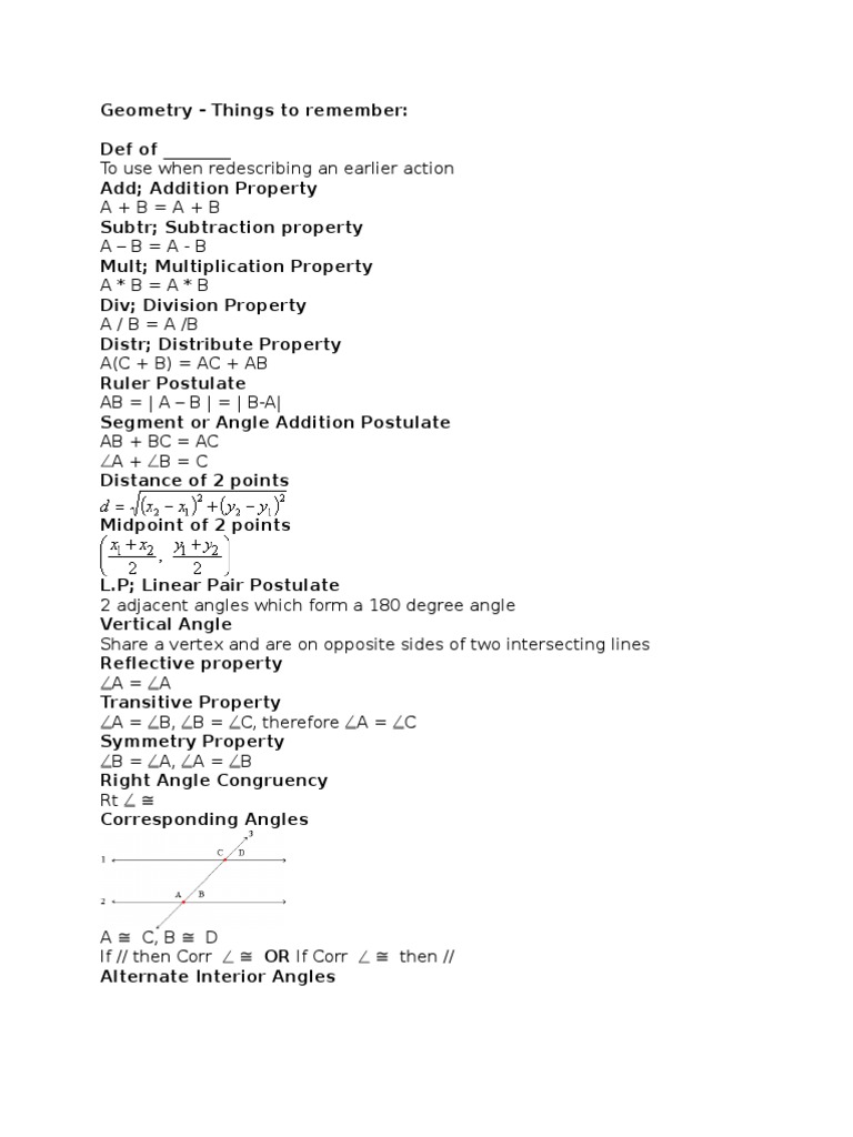 Geometry Rules and Properties Summary | PDF