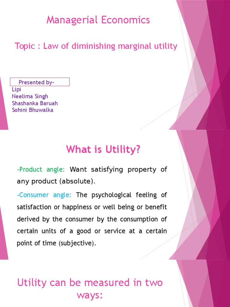 Law of Diminishing Marginal Utility Explained | PDF | Utility ...