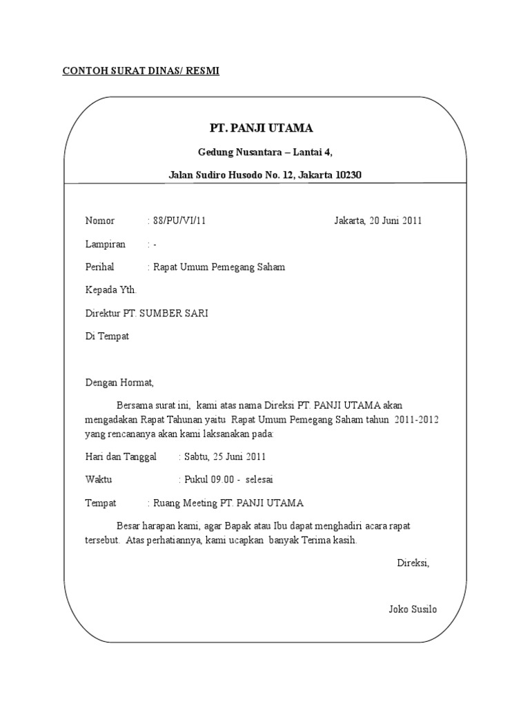 Contoh Surat Dinas Resmi - Simak Gambar Berikut