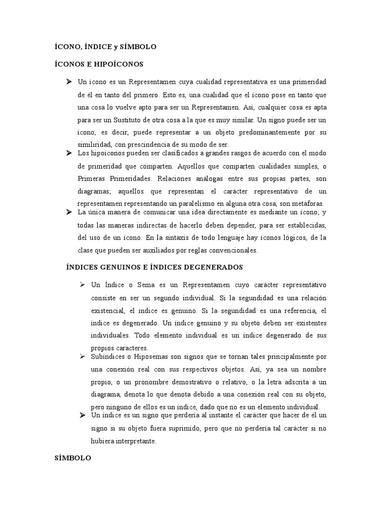 Íconos, índices y símbolos según Peirce | PDF