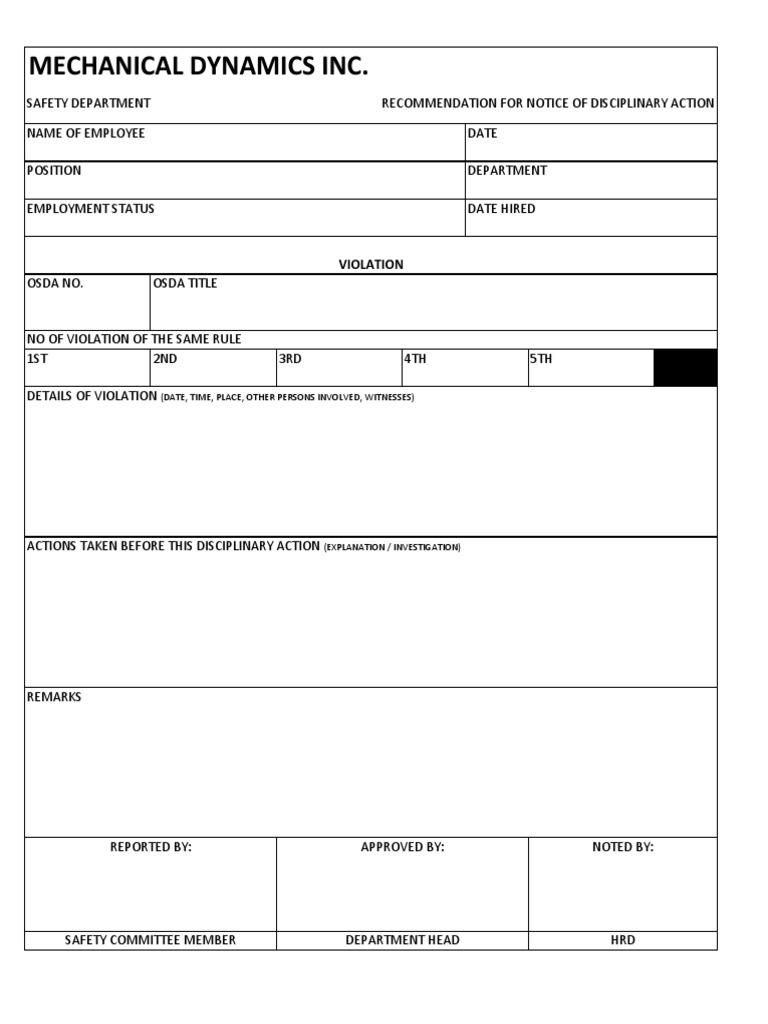 Mechanical Dynamics Inc. Violation PDF