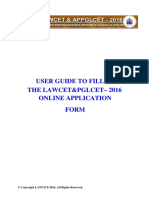 User Guide To Fill in The Lawcet&Pglcet - 2016 Online Application Form