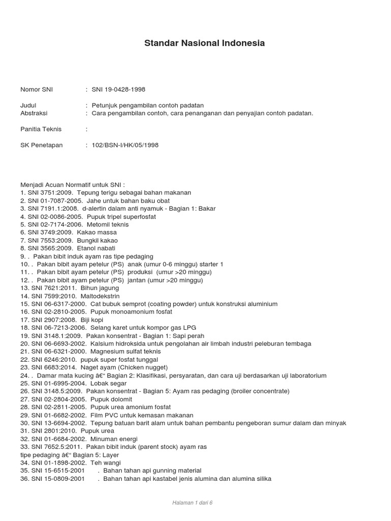 Daftar SNI PDF