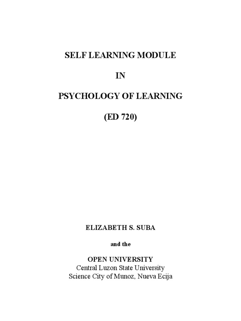 Self Learning Module | PDF | Classical Conditioning | Idea