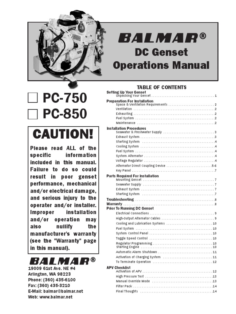 Genset Manual | Screw | Switch