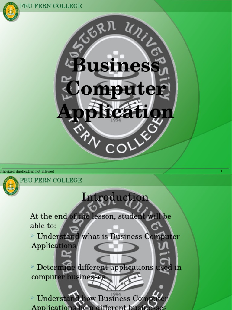 1 Business Computer Application PDF  Page Application Software