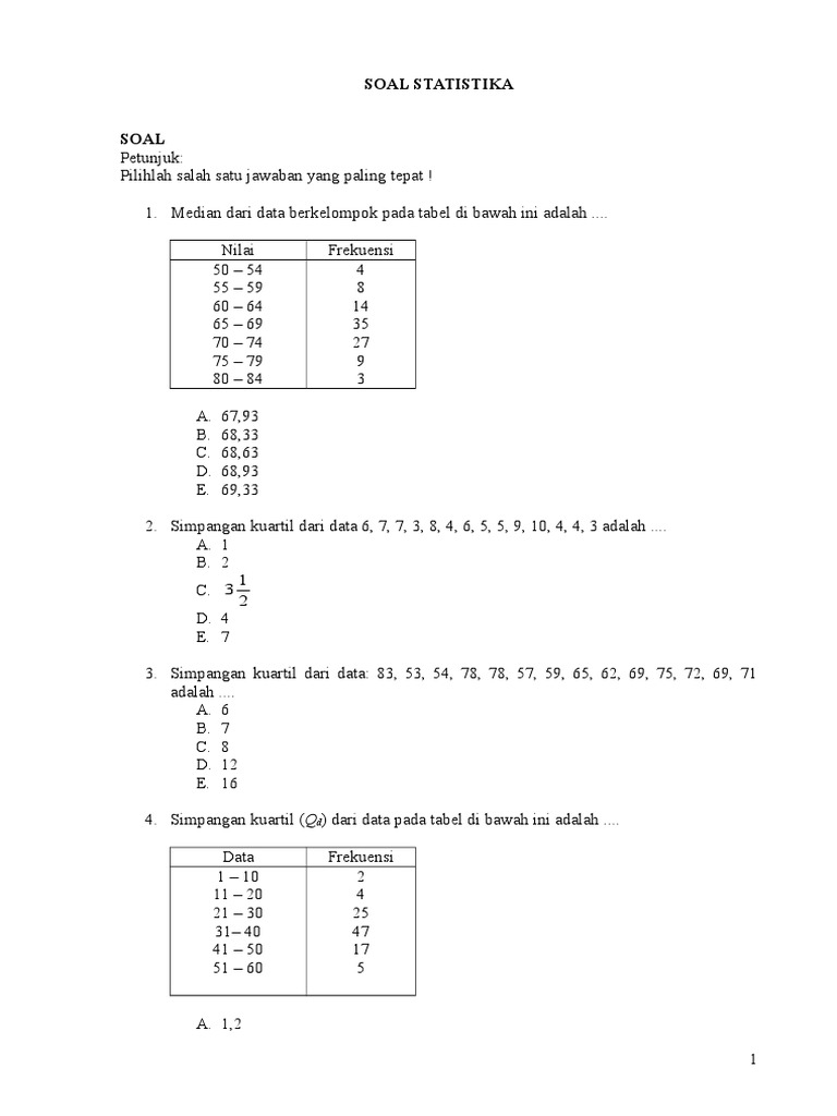 Soal Statistik Sma
