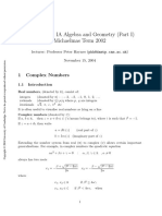 Mathematics IA Algebra and Geometry (Part I) Michaelmas Term 2002