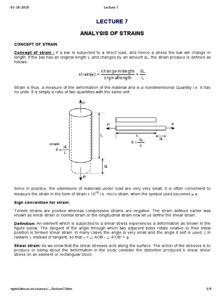 Lecture 7 Deformation (Mechanics) Elasticity (Physics)