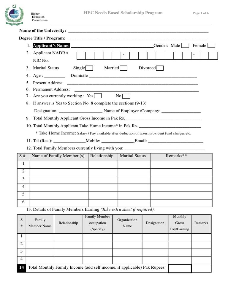 Hec Form | PDF | Student Financial Aid In The United States | Fee