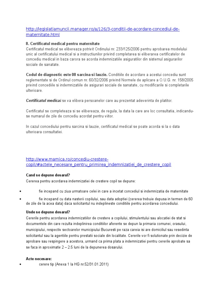 Concediul De Maternitate