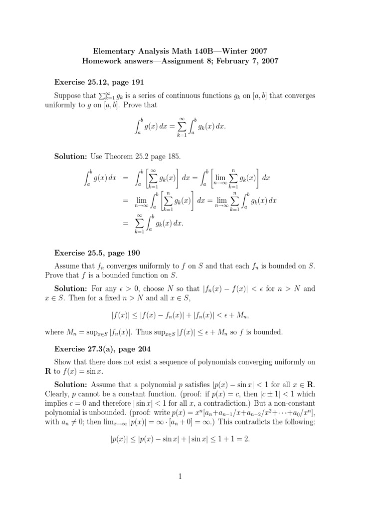 Elementary Analysis Assignment | PDF