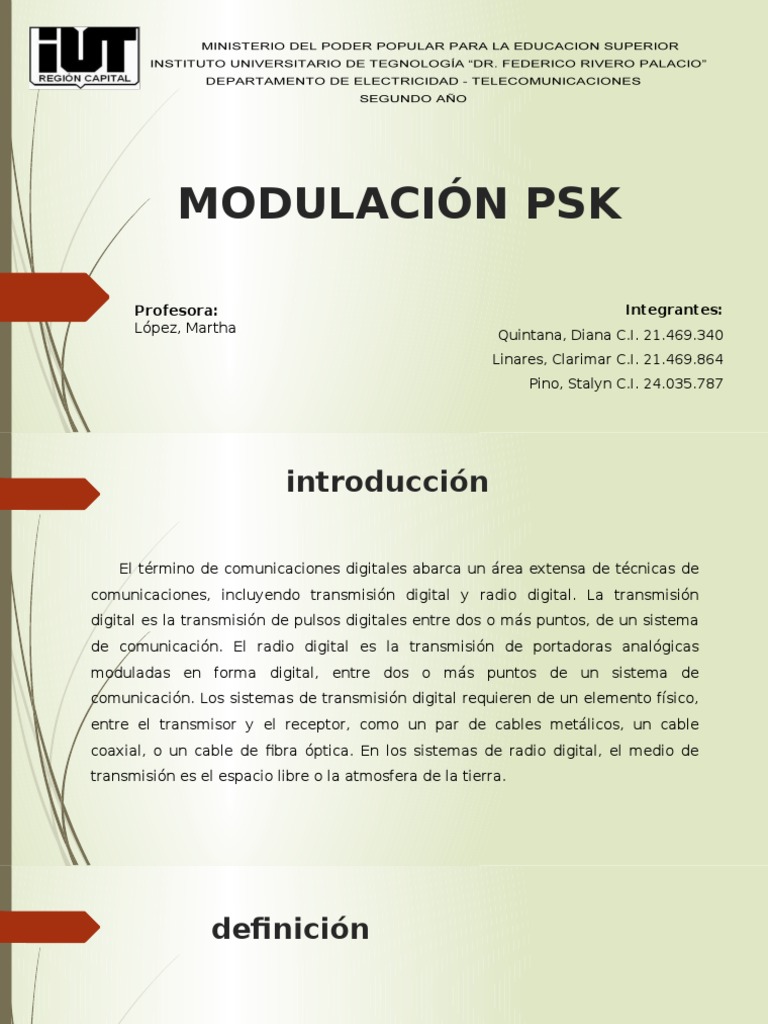 Modulación PSK | PDF | Transmisión de datos | Televisión