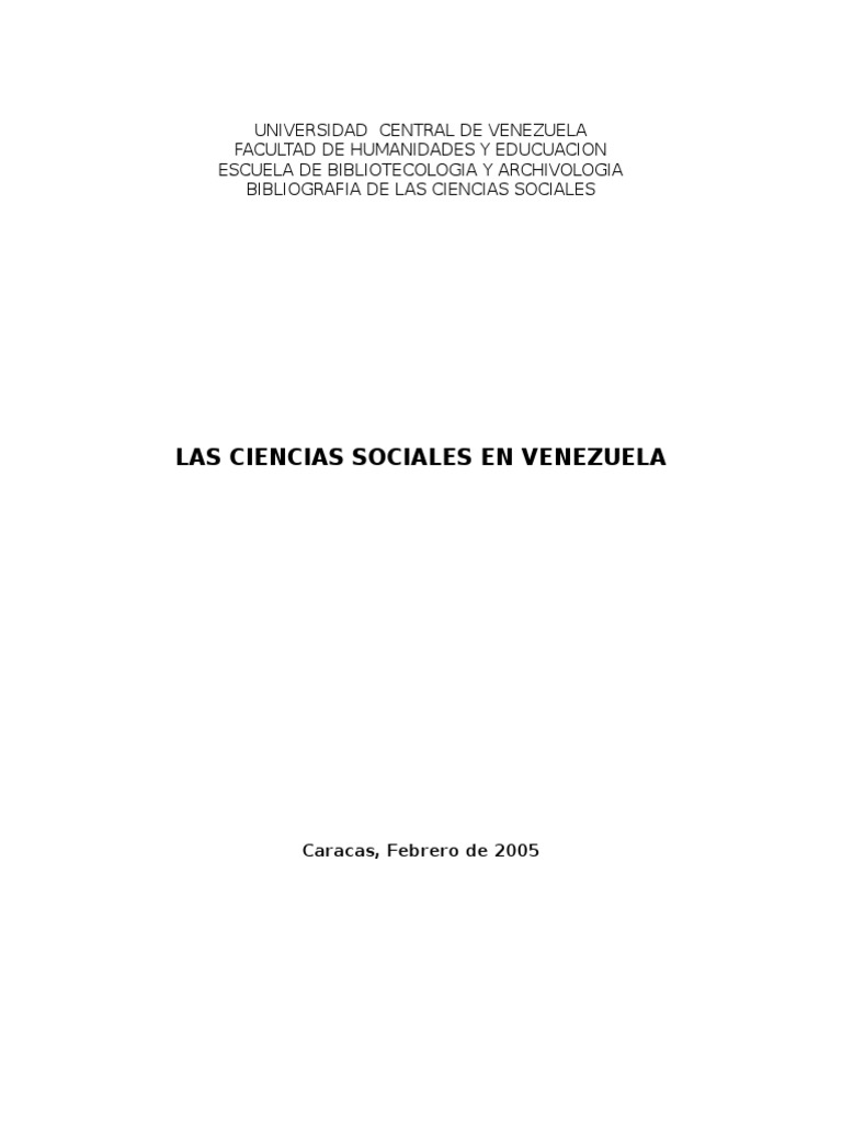Evolución de las Ciencias Sociales en Venezuela | PDF | Ciencias ...