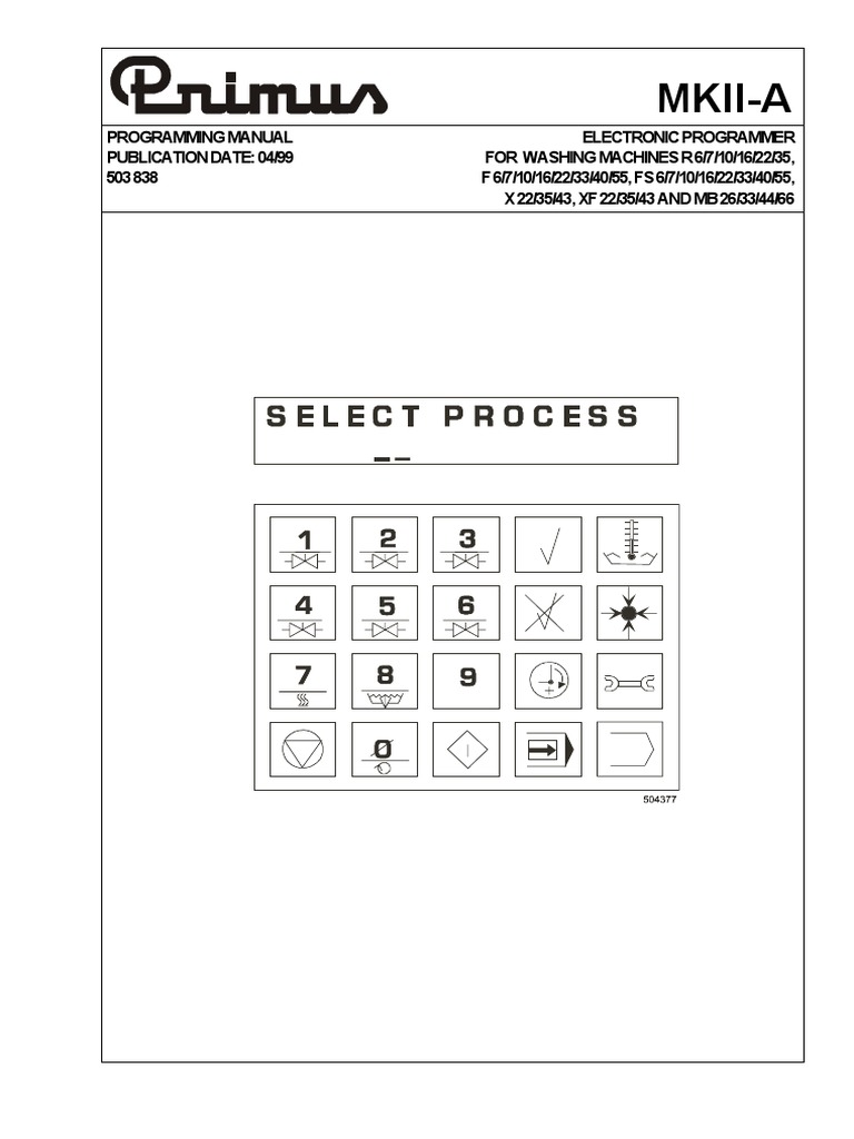 Primus Programming Manual | PDF | Computer Keyboard | Washing Machine