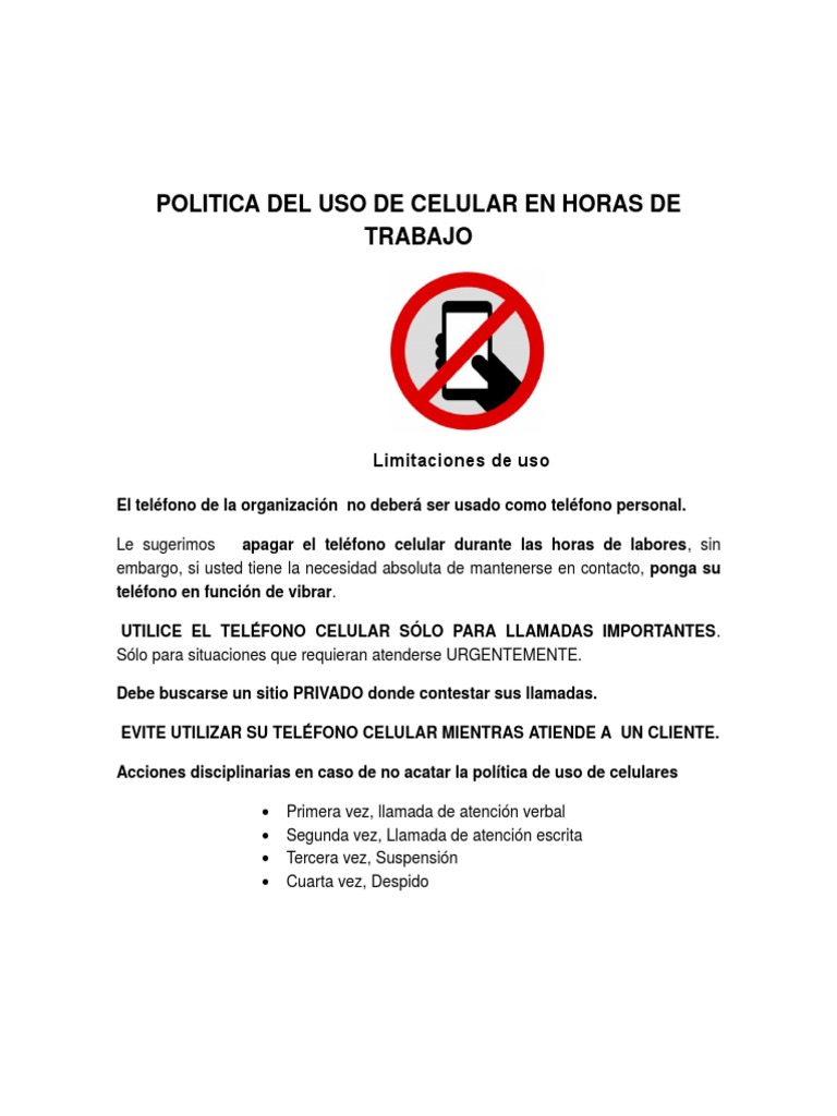 Politica Uso Celular Telefonía móvil Teléfonos móviles