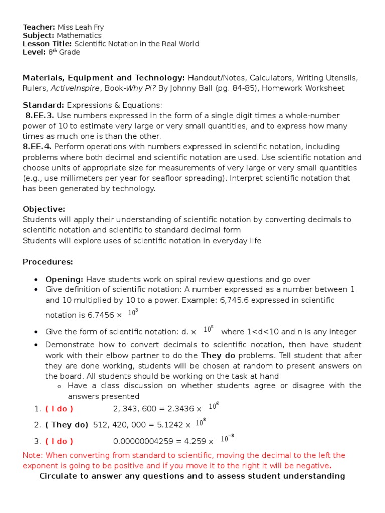 Real-World Applications of Scientific Notation | PDF | Exponentiation ...