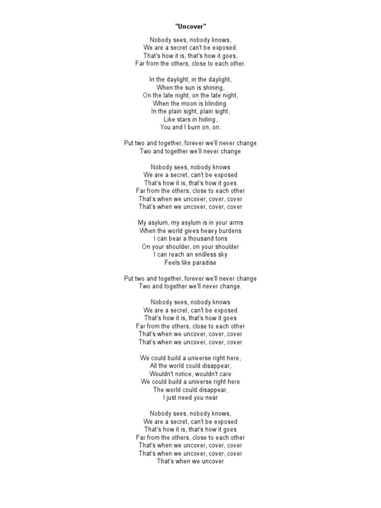 Uncover Lyrics Pdf Science Astronomy