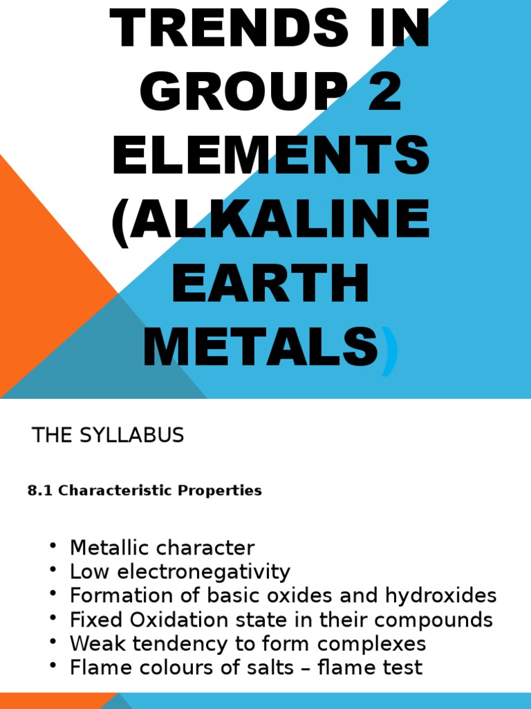 Trends in Group 2 Elements An Analysis of the Properties of Alkaline