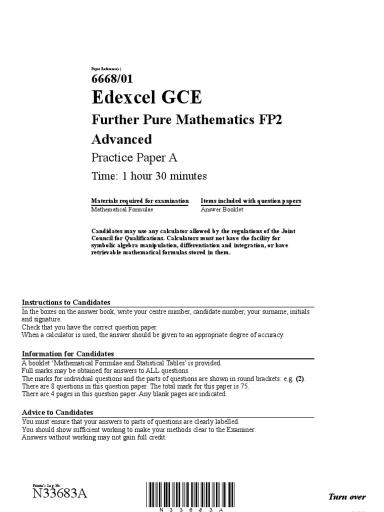 FP2 Practice Paper A | PDF | Equations | Teaching Mathematics