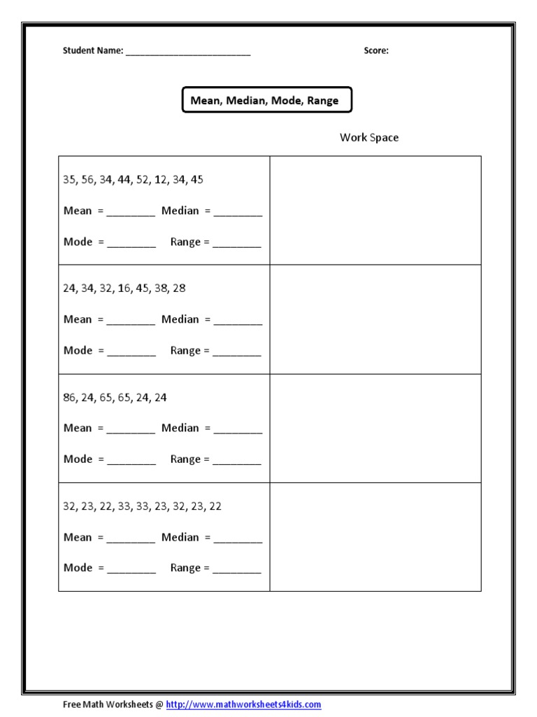 Mean Median Mode Range Medium Pdf | Pdf
