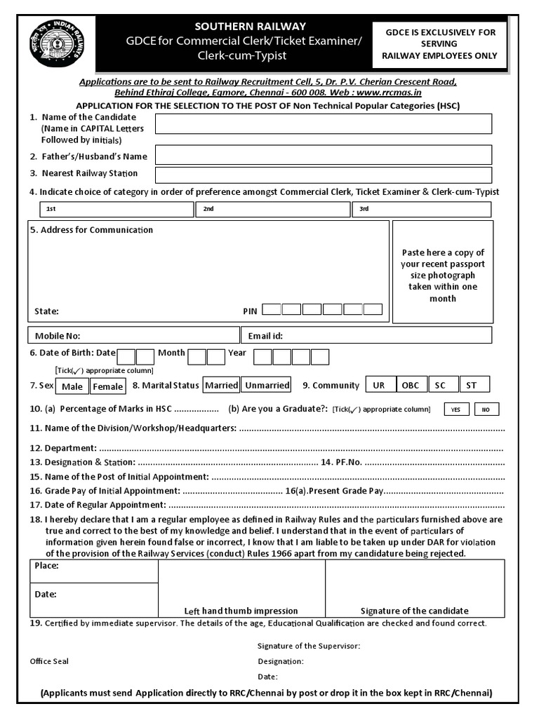 NTPC Application Form for Railway Jobs | PDF | Career & Growth ...