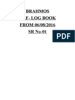 Brahmos XRF Log Book 06/08/2016 SR No-01 SIFL 971/4 MHT Pvt Ltd BGLR