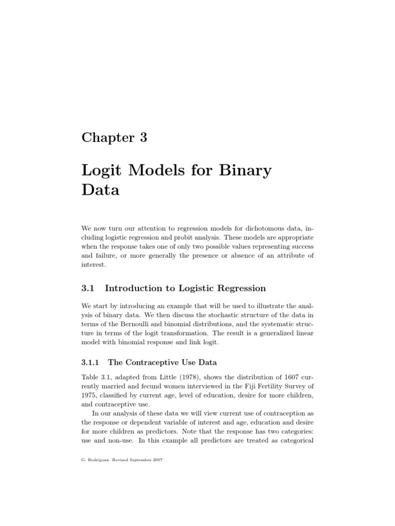 Logit Model For Binary Data | PDF | Logistic Regression | Regression ...