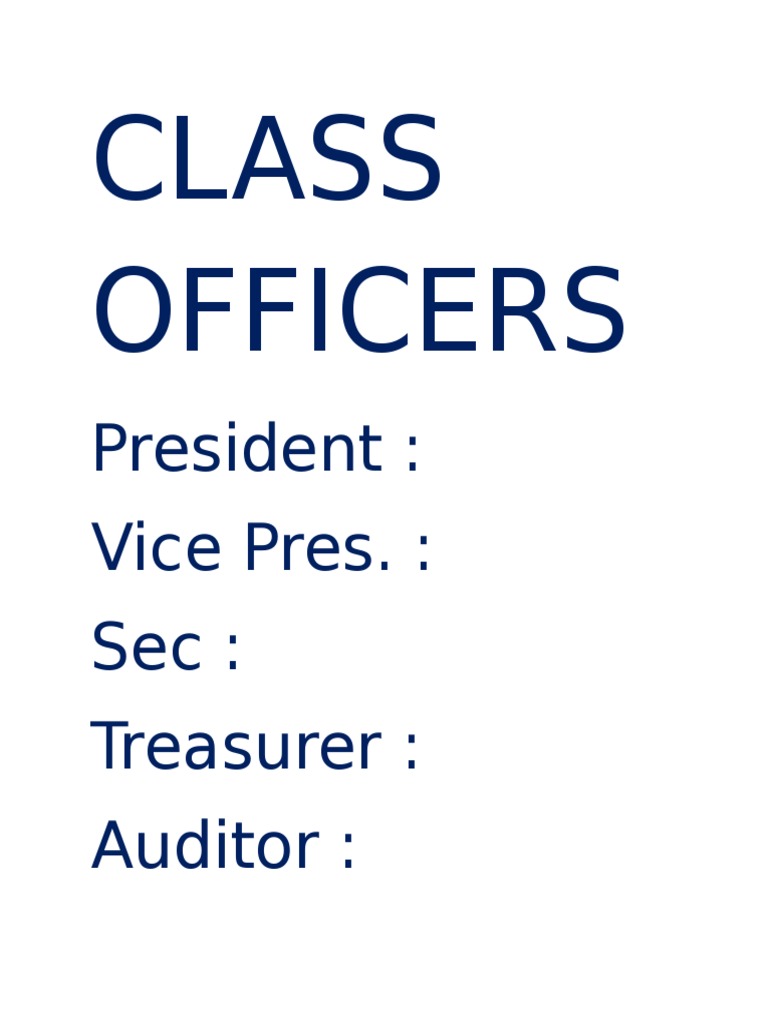 Class Officer Roles and Responsibilities | PDF