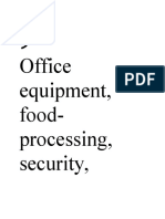 Office Equipment, Food-Processing, Security