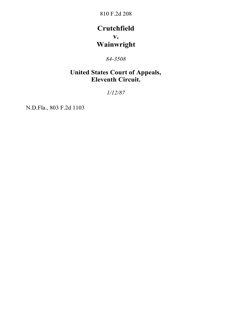 Crutchfield v. Wainwright United States Court of Appeals, Eleventh