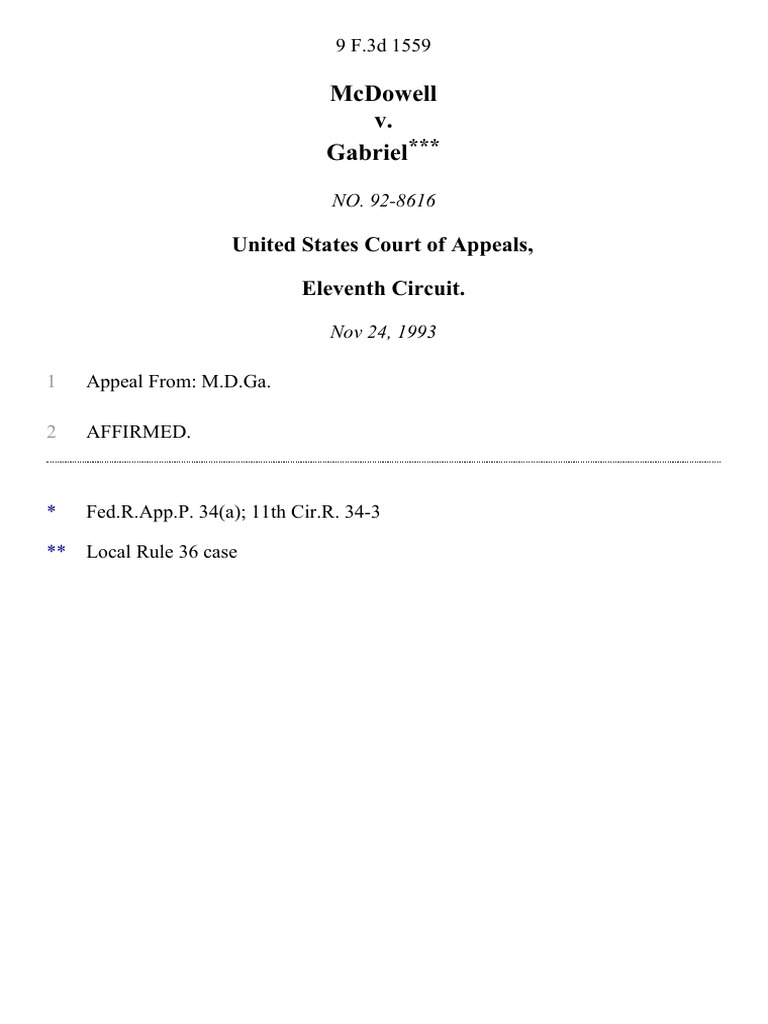 McDowell v. Gabriel Appeal Summary | PDF | United States Federal Courts ...