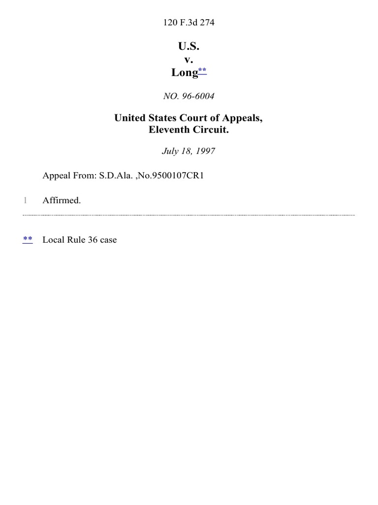 United States v. Long, 120 F.3d 274, 11th Cir. (1997) | PDF