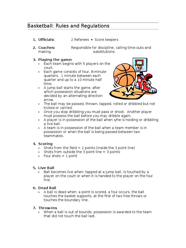 Basketball Rules and Regulations 1 PDF Sports Rules And Regulations
