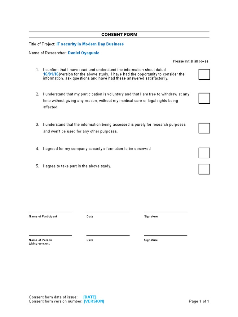 IT Security Research Consent Form | PDF