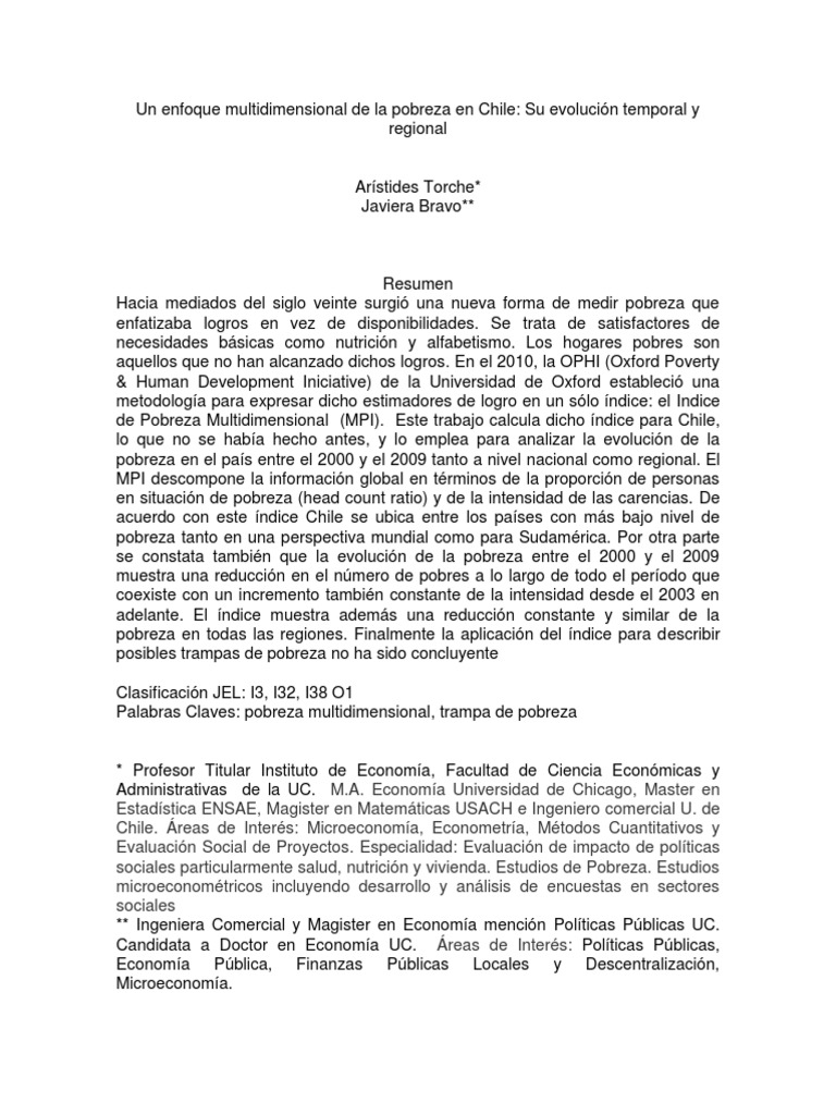 Enfoque Multidimensional de La Pobreza | PDF