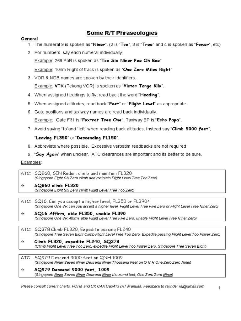 Radio Telephony Notes Transponder (Aeronautics) Air Traffic Control